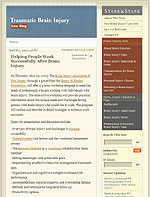 Screenshot of the Traumatic Brain Injury Blog